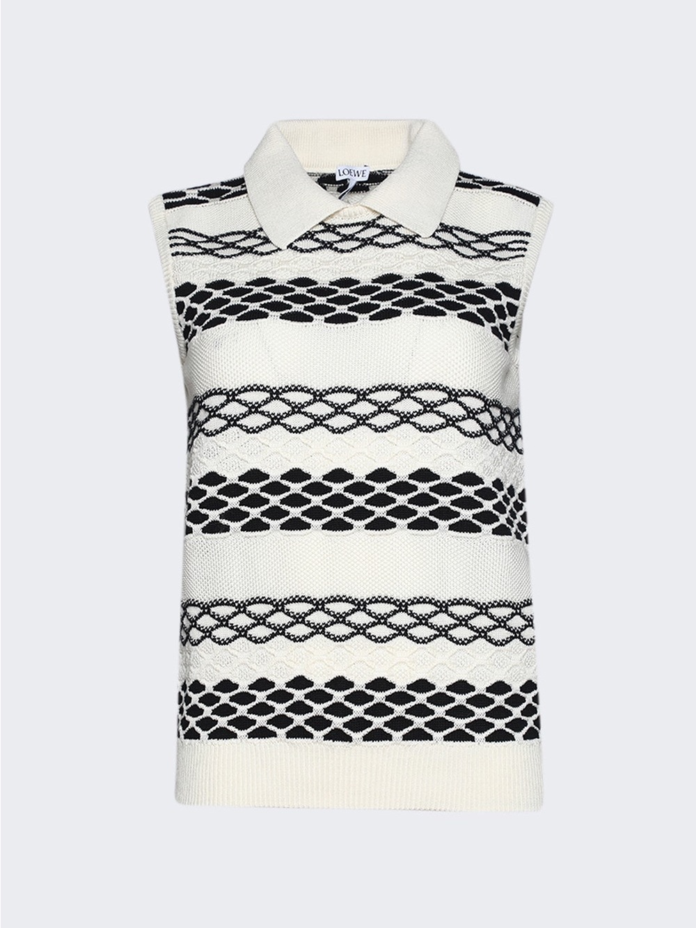 Loewe Cream and Black Sleeveless Knit Polo Vest - Picture 4 of 4